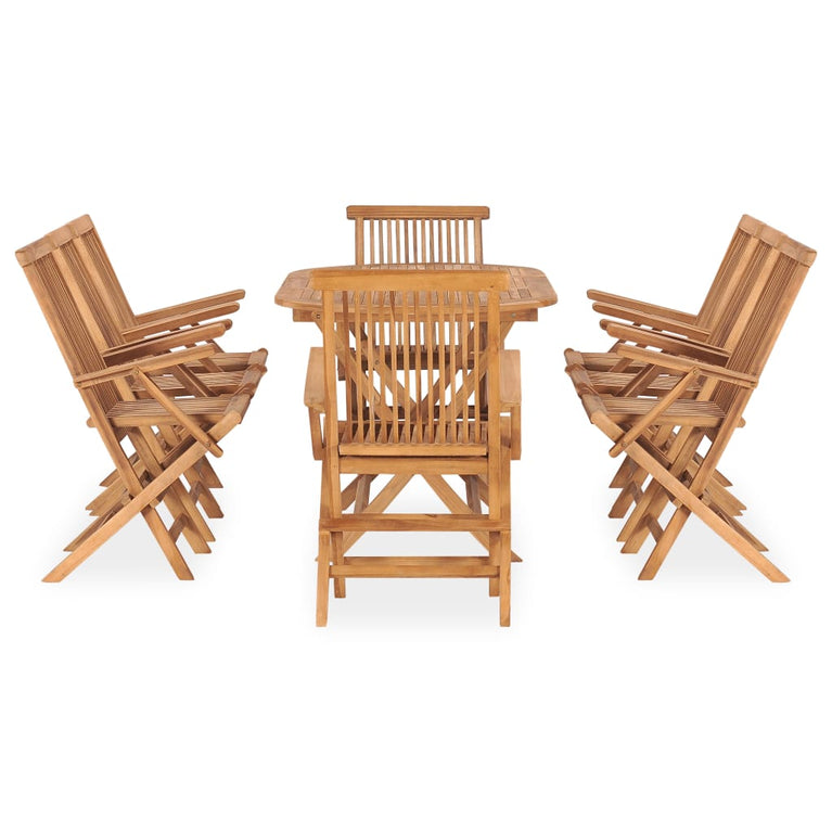 9-delige Tuinset inklapbaar massief teakhout MeubelReus