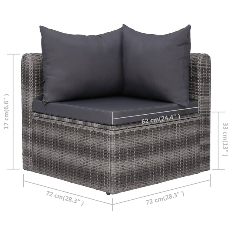 10-delige Loungeset met kussens poly rattan grijs MeubelReus