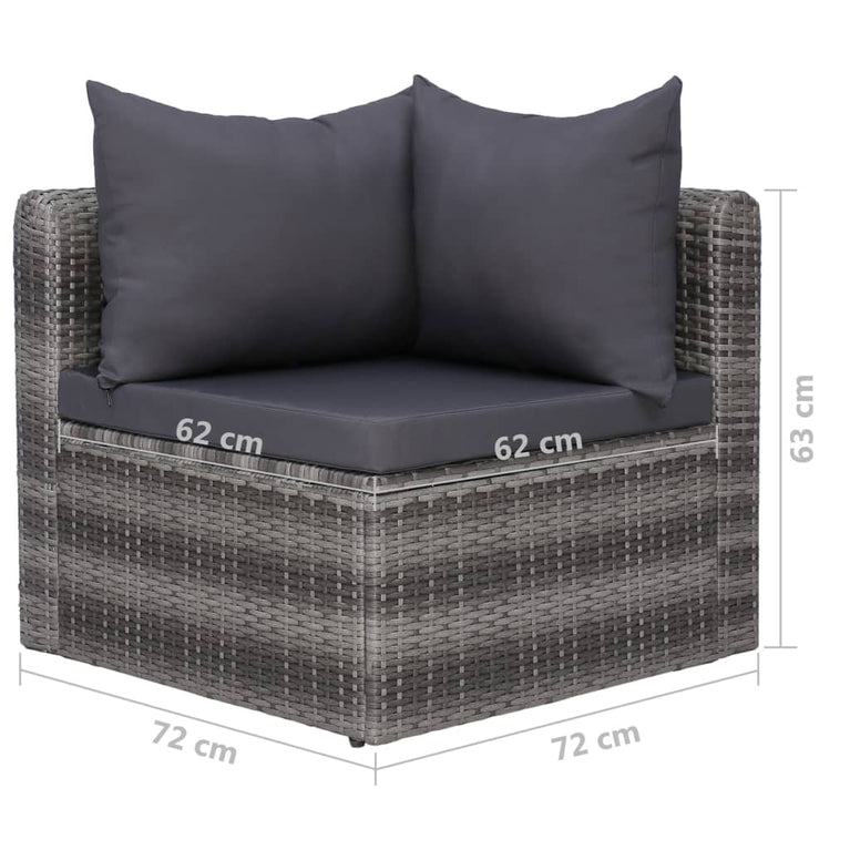 7-delige Loungeset met kussens poly rattan grijs MeubelReus