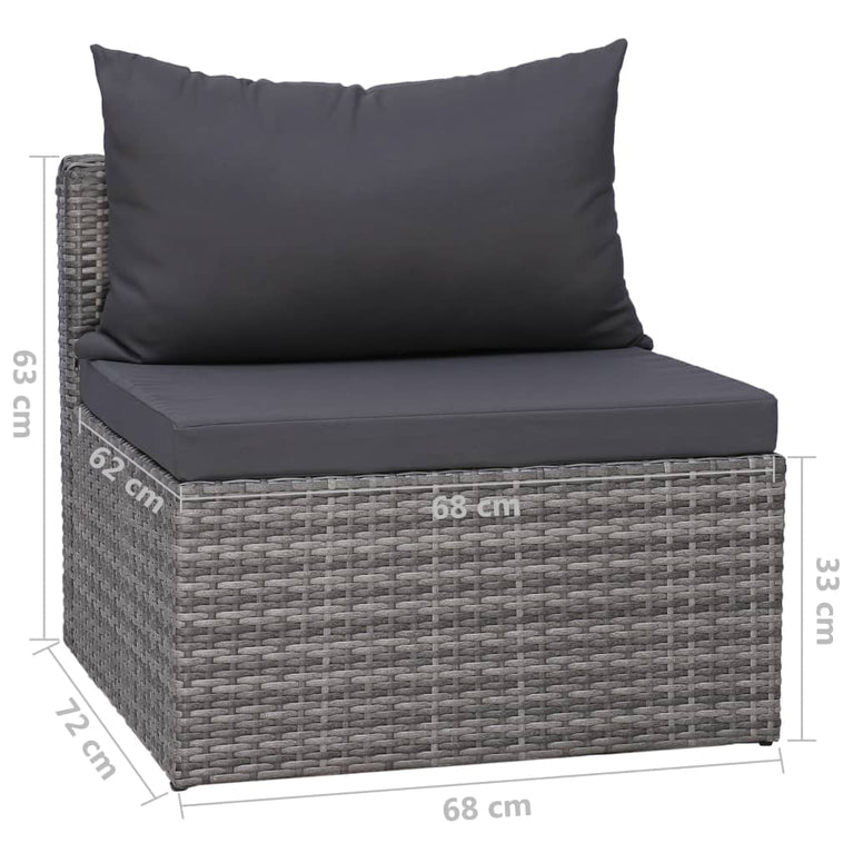 7-delige Loungeset met kussens poly rattan grijs MeubelReus