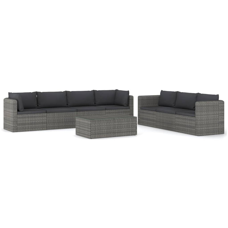 8-delige Loungeset met kussens poly rattan grijs MeubelReus