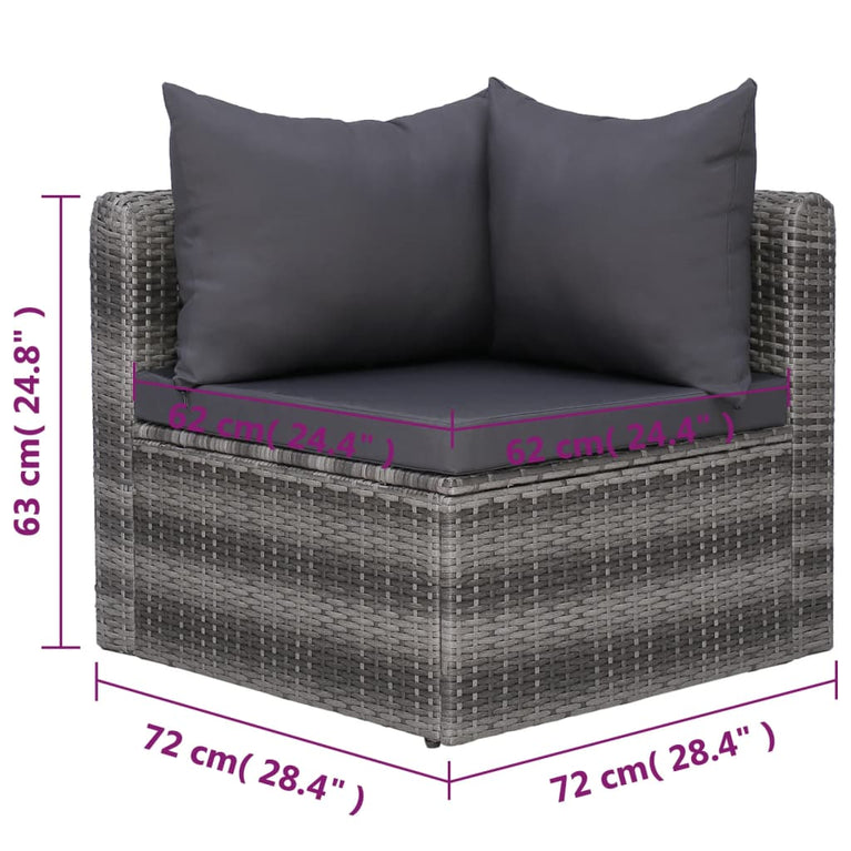 8-delige Loungeset met kussens poly rattan grijs MeubelReus