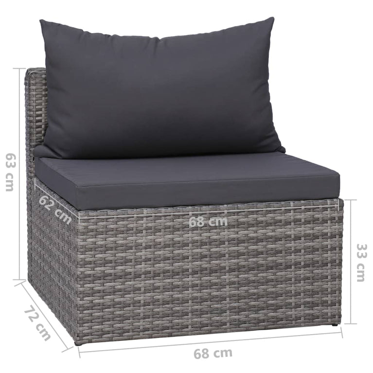9-delige Loungeset met kussens poly rattan grijs MeubelReus