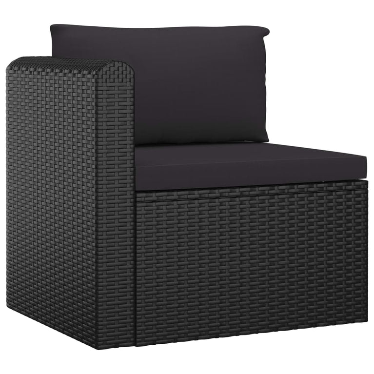 7-delige Loungeset met kussens poly rattan zwart MeubelReus