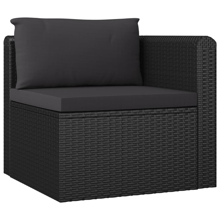 7-delige Loungeset met kussens poly rattan zwart MeubelReus