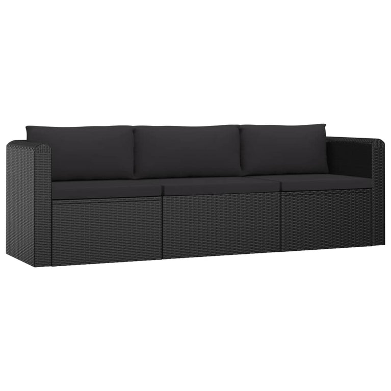 8-delige Loungeset met kussens poly rattan zwart MeubelReus