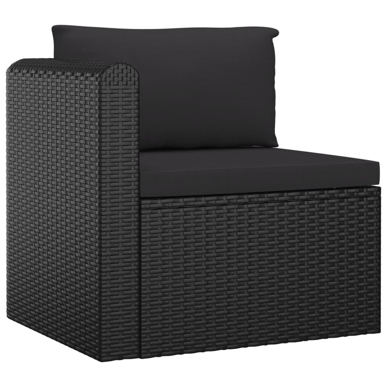 8-delige Loungeset met kussens poly rattan zwart MeubelReus