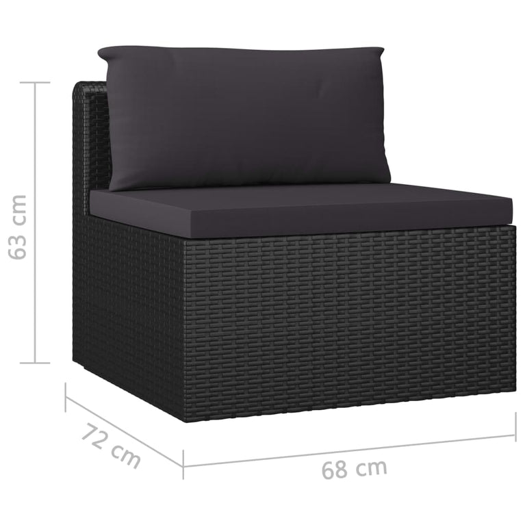 8-delige Loungeset met kussens poly rattan zwart MeubelReus