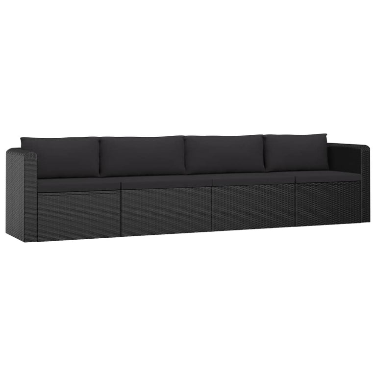 9-delige Loungeset met kussens poly rattan zwart MeubelReus