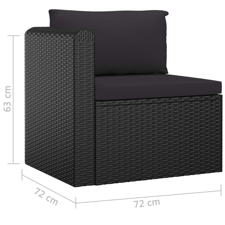9-delige Loungeset met kussens poly rattan zwart MeubelReus
