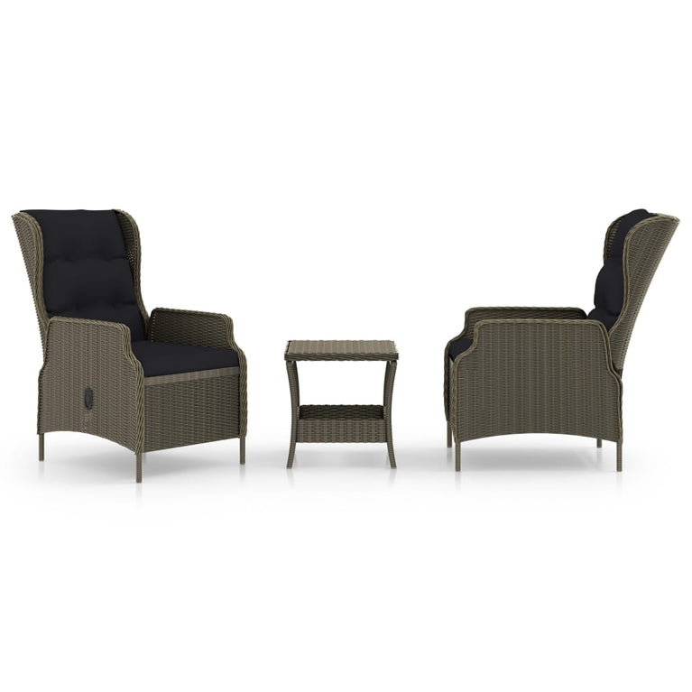 3-delige Loungeset met kussens poly rattan bruin MeubelReus