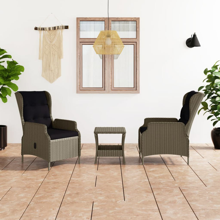 3-delige Loungeset met kussens poly rattan bruin MeubelReus