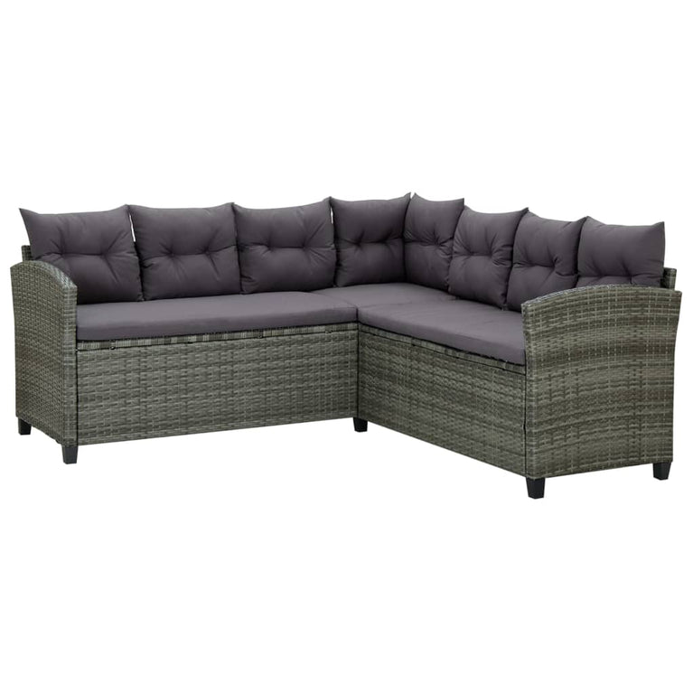 6-delige Loungeset met kussens poly rattan grijs MeubelReus