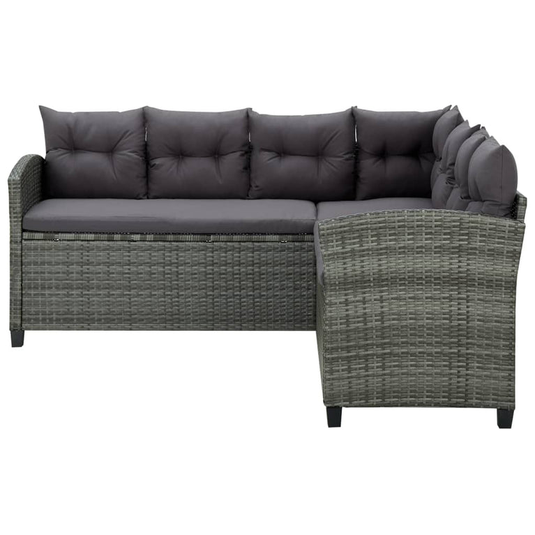 6-delige Loungeset met kussens poly rattan grijs MeubelReus