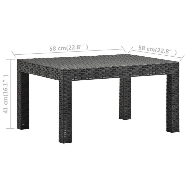 Tuintafel 58x58x41 cm PP rattan antracietkleurig MeubelReus