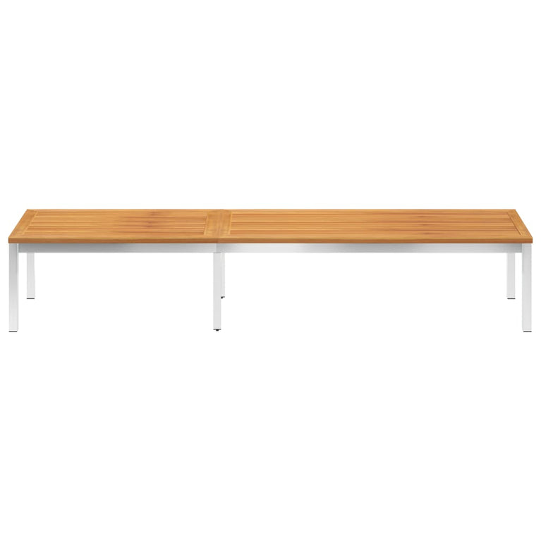 Ligbed met kussen massief acaciahout en roestvrij staal MeubelReus