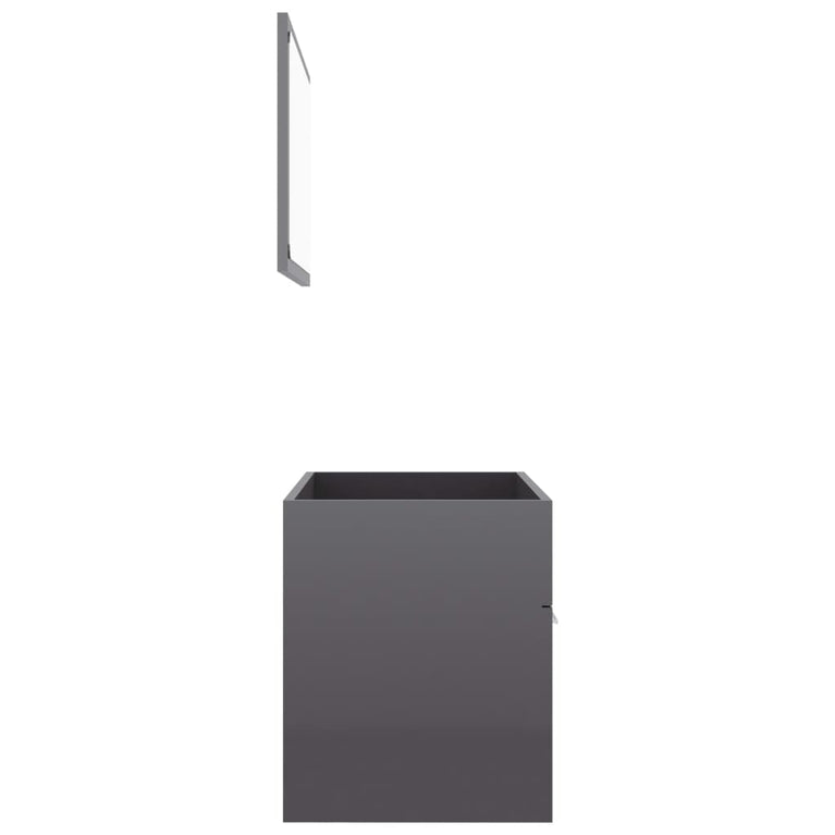 2-delige Badkamermeubelset spaanplaat hoogglans grijs MeubelReus