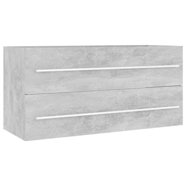 2-delige Badkamermeubelset spaanplaat betongrijs