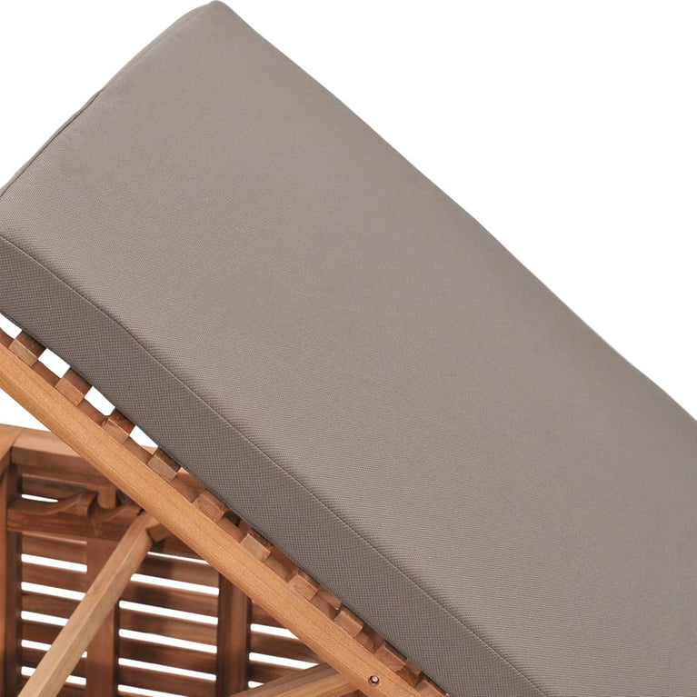 Ligbed met donkergrijs kussen massief teakhout MeubelReus