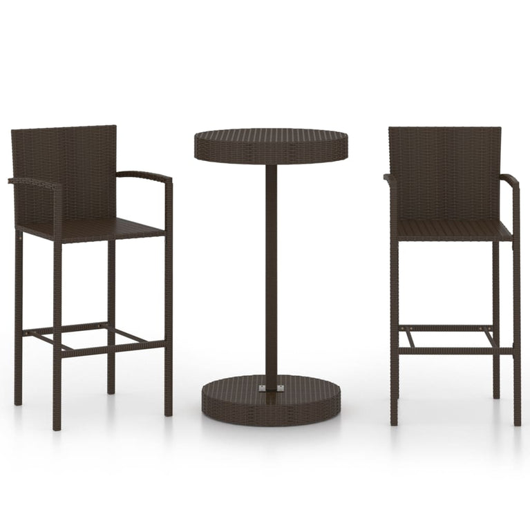 3-delige Tuinbarset poly rattan bruin MeubelReus