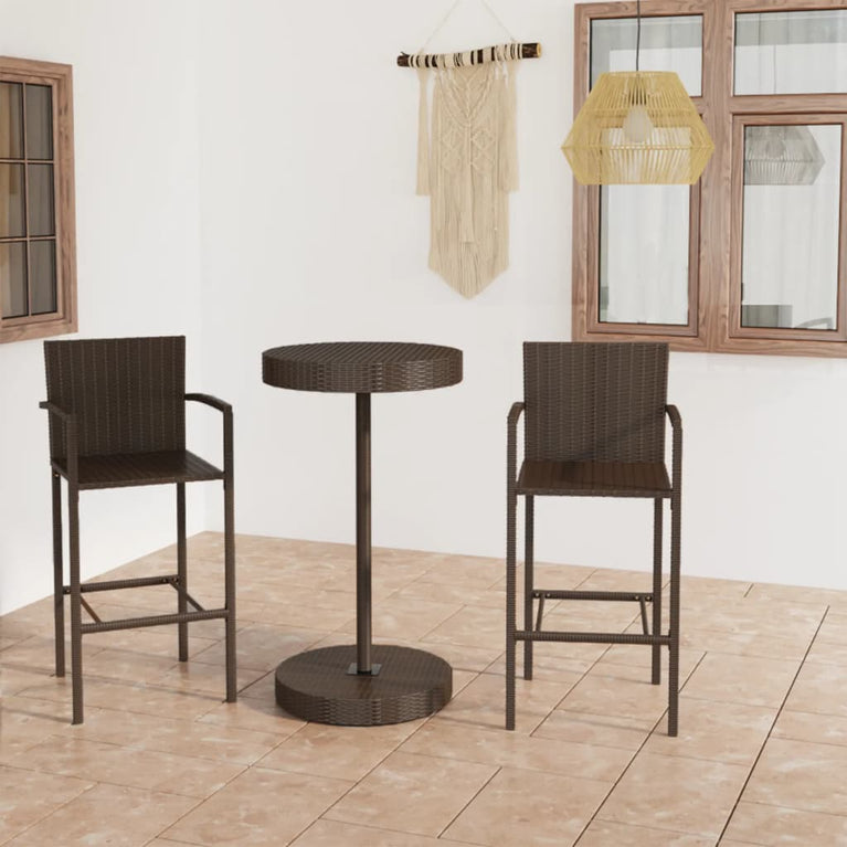 3-delige Tuinbarset poly rattan bruin MeubelReus