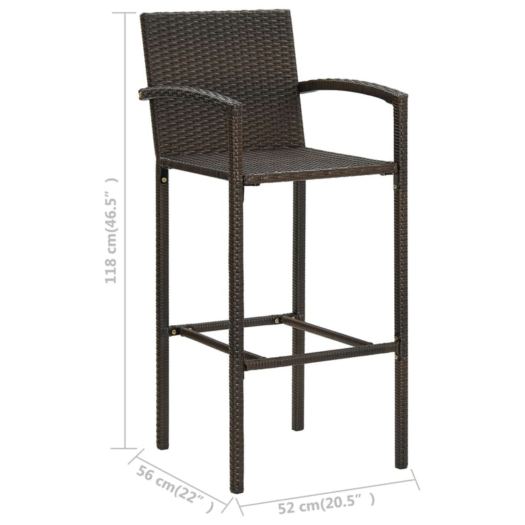 3-delige Tuinbarset met armleuningen poly rattan bruin MeubelReus
