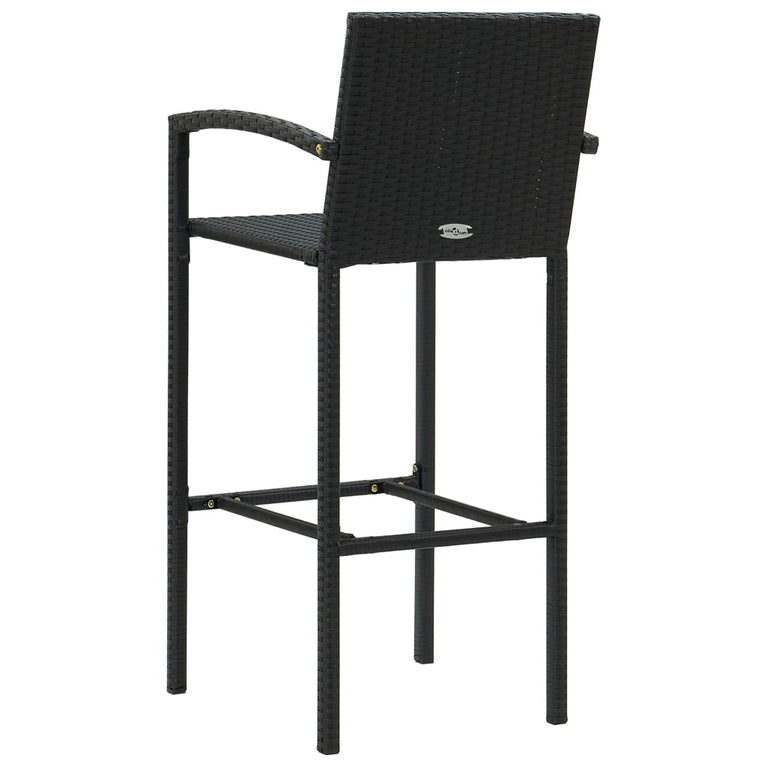 3-delige Tuinbarset met armleuningen poly rattan zwart MeubelReus