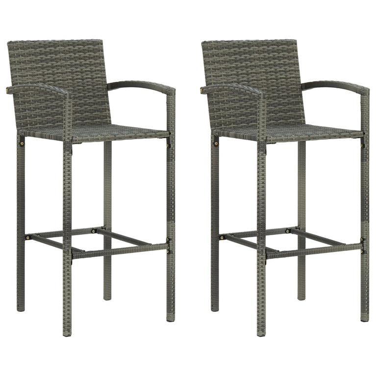 3-delige Tuinbarset met armleuningen poly rattan grijs MeubelReus