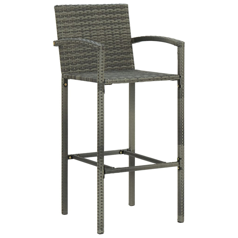 3-delige Tuinbarset met armleuningen poly rattan grijs MeubelReus