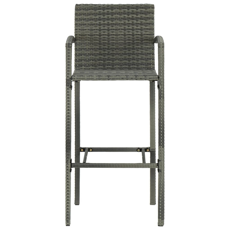 3-delige Tuinbarset met armleuningen poly rattan grijs MeubelReus