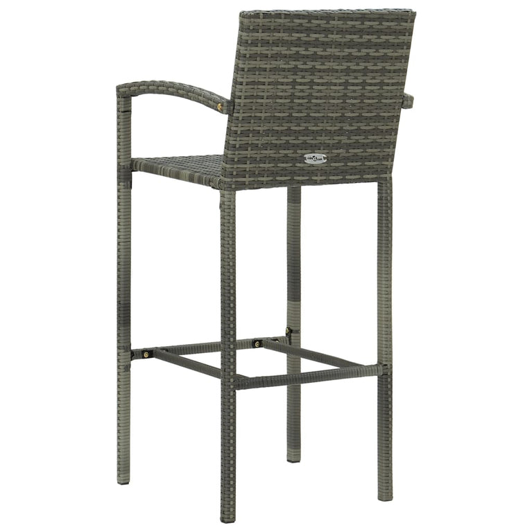 3-delige Tuinbarset met armleuningen poly rattan grijs MeubelReus