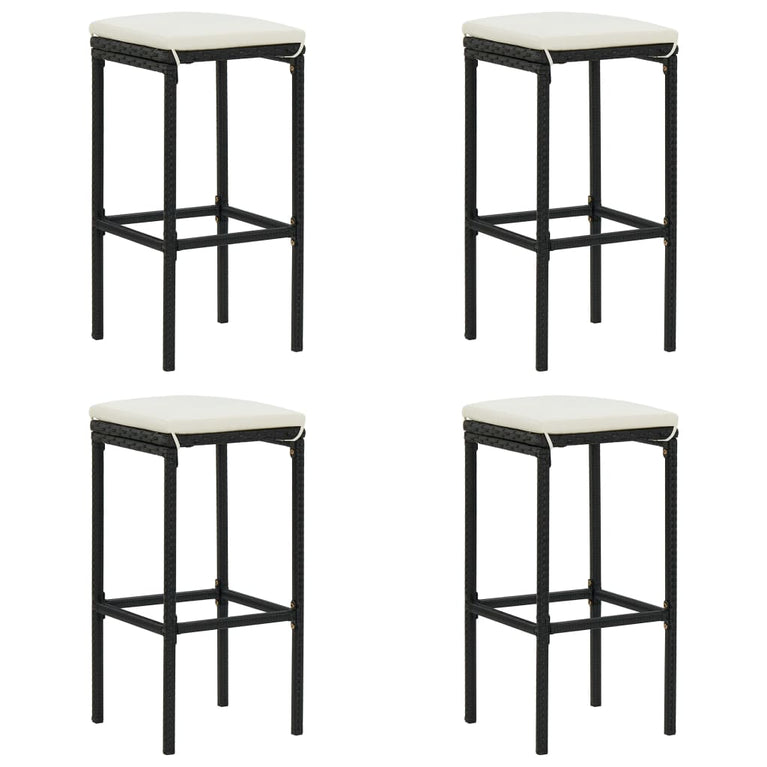 9-delige Tuinbarset met kussens poly rattan zwart MeubelReus