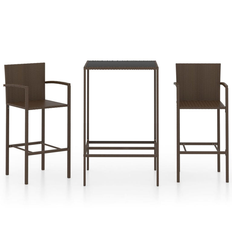 3-delige Tuinbarset poly rattan bruin MeubelReus