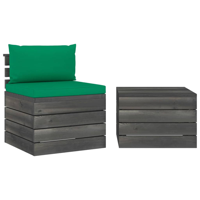 2-delige Loungeset met kussens pallet massief grenenhout MeubelReus