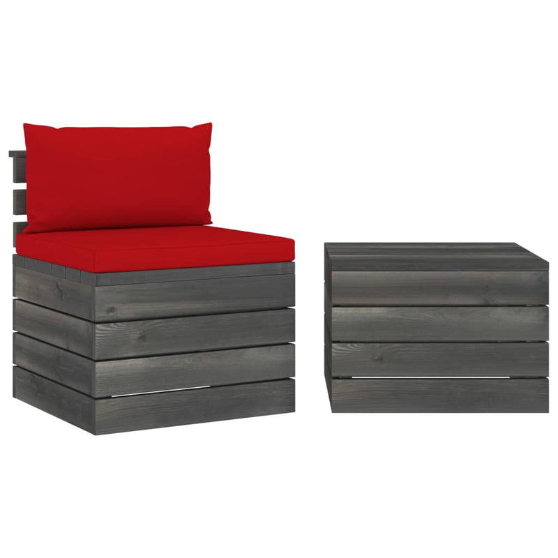 2-delige Loungeset met kussens pallet massief grenenhout MeubelReus