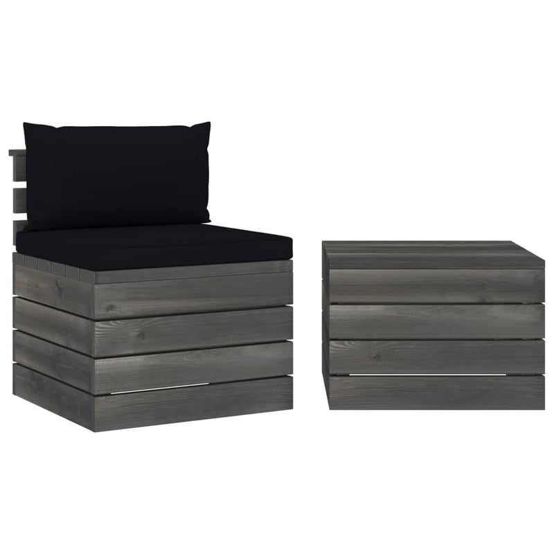 2-delige Loungeset met kussens pallet massief grenenhout MeubelReus