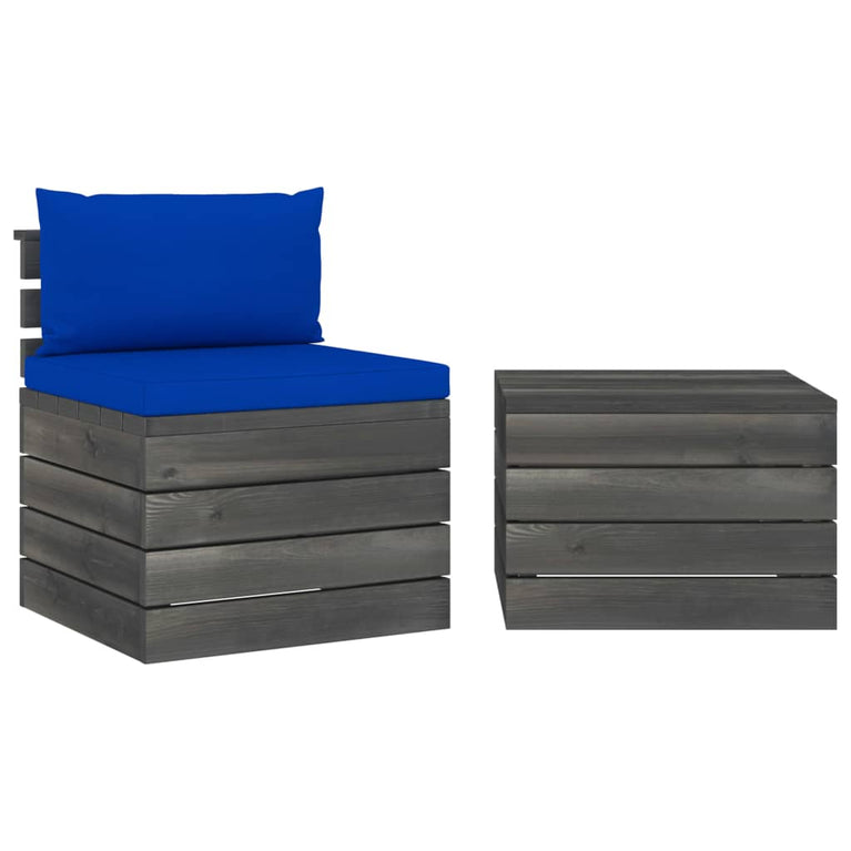 2-delige Loungeset met kussens pallet massief grenenhout MeubelReus