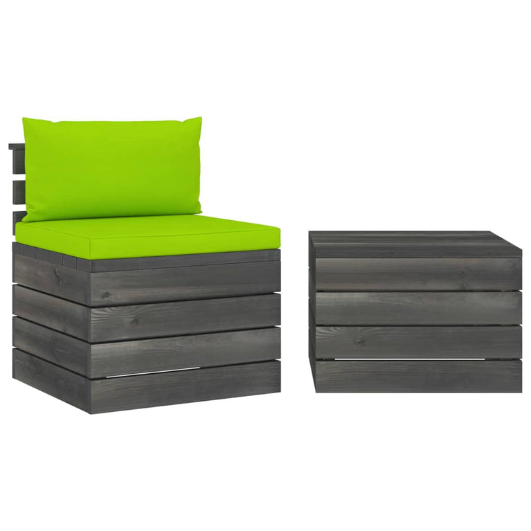 2-delige Loungeset met kussens pallet massief grenenhout MeubelReus