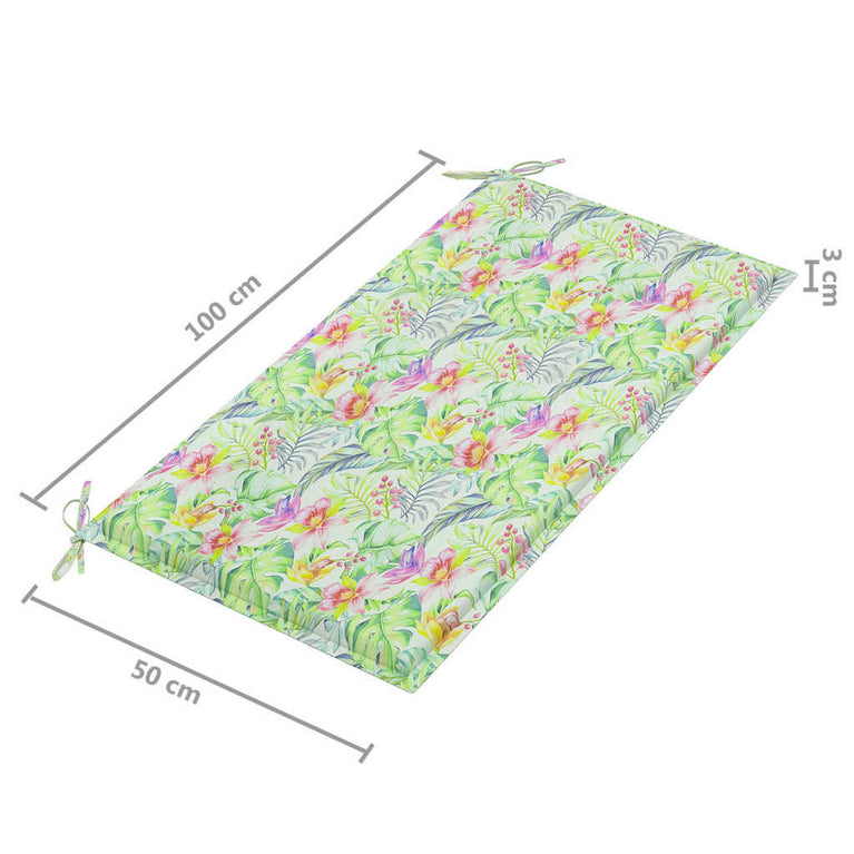 Tuinbank met bladpatroon kussen 112 cm massief teakhout MeubelReus