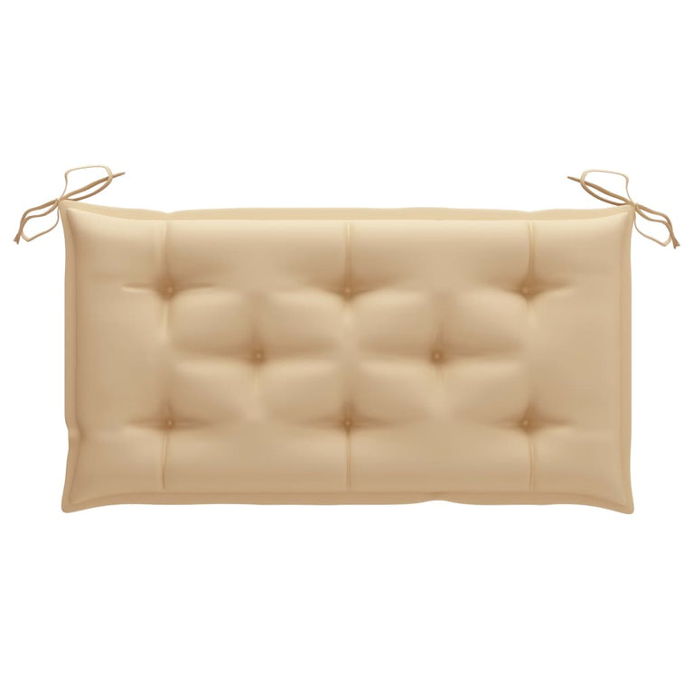 Tuinbank met beige kussen 112 cm massief teakhout