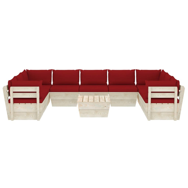 10-delige Loungeset met kussens pallet vurenhout MeubelReus