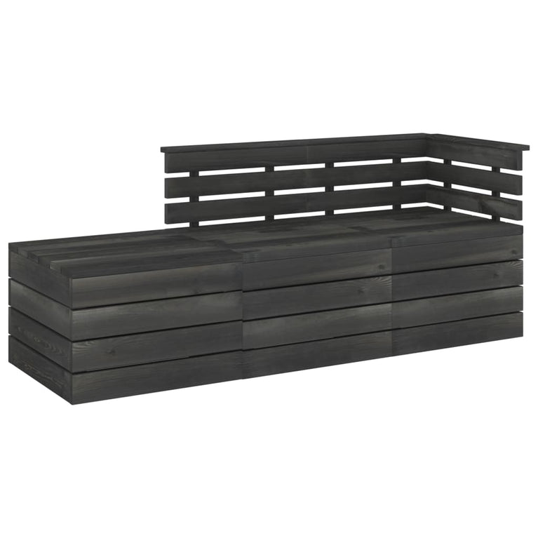 3-delige Loungeset pallet massief grenenhout donkergrijs MeubelReus