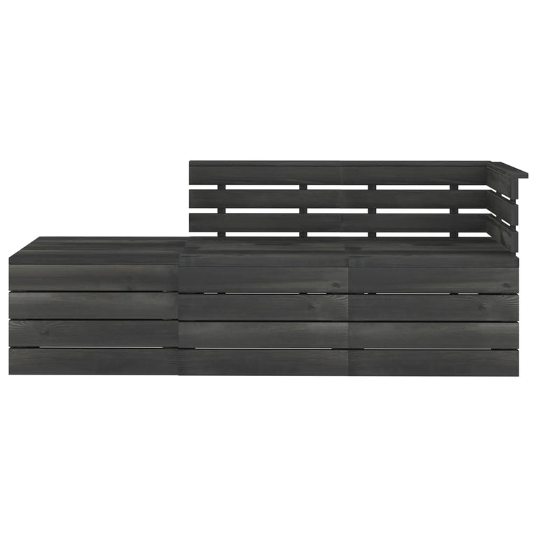 3-delige Loungeset pallet massief grenenhout donkergrijs MeubelReus