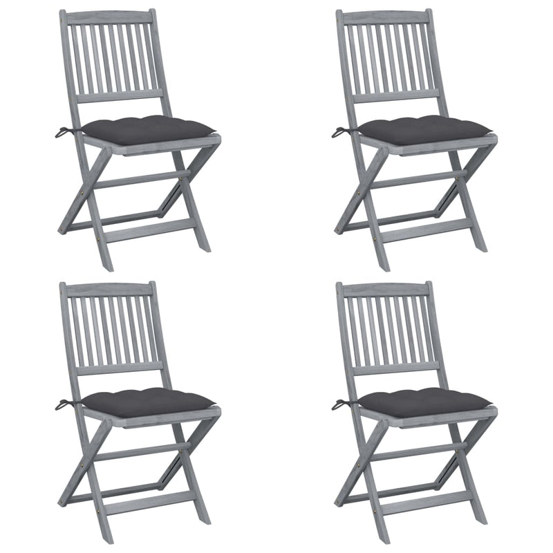 Tuinstoelen 4 st inklapbaar met kussens massief acaciahout MeubelReus