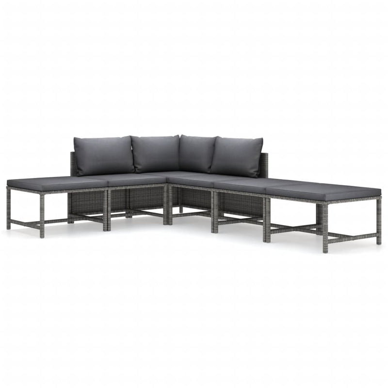 6-delige Loungeset met kussens poly rattan grijs MeubelReus