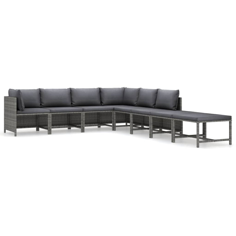 8-delige Loungeset met kussens poly rattan grijs MeubelReus