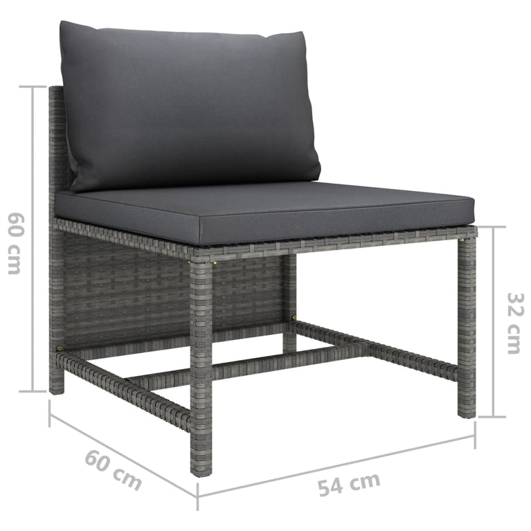 8-delige Loungeset met kussens poly rattan grijs MeubelReus