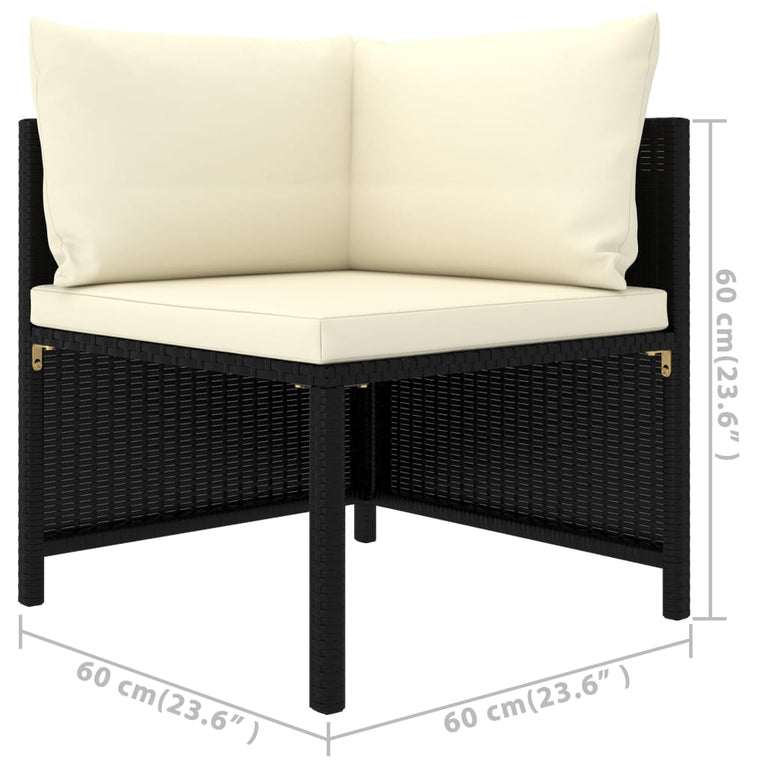 6-delige Loungeset met kussens poly rattan zwart MeubelReus