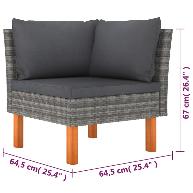 6-delige Loungeset met kussens poly rattan grijs MeubelReus
