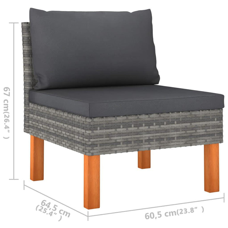 6-delige Loungeset met kussens poly rattan grijs MeubelReus